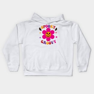 Spooky Groovy Halloween Flower Kids Hoodie